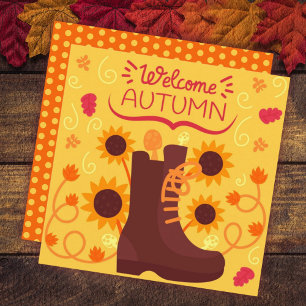 Tarjeta plana de saludo de otoño