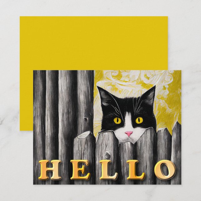 Tarjeta plana de saludos para adopción de gatos (Anverso / Reverso)