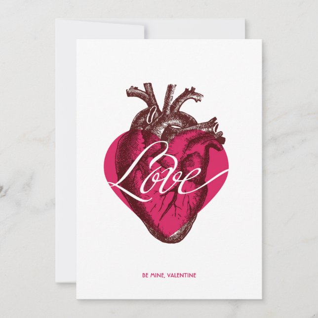 Tarjeta plana de San Valentín de amor. (Anverso)