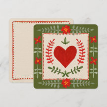 Tarjeta plana de San Valentín de arte popular