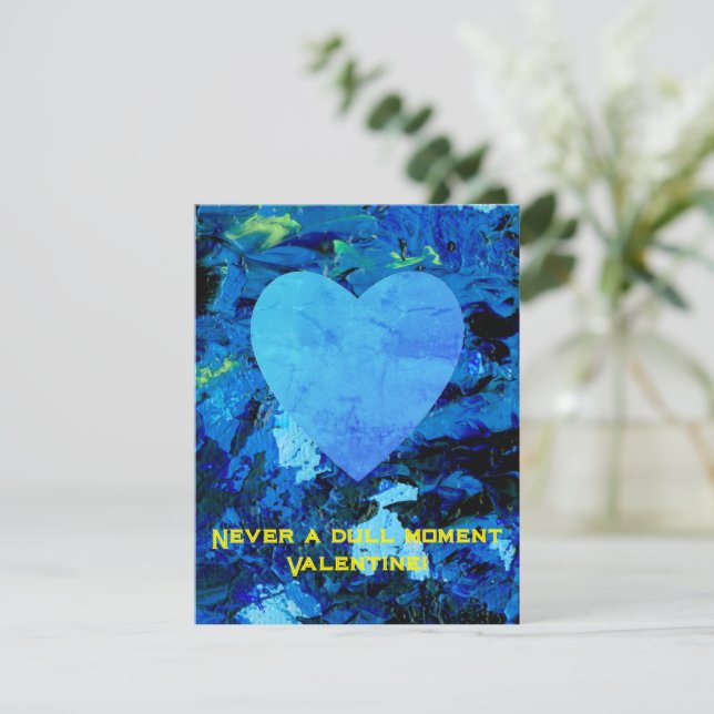 Tarjeta plana de San Valentín muy azul (Anverso de pie)