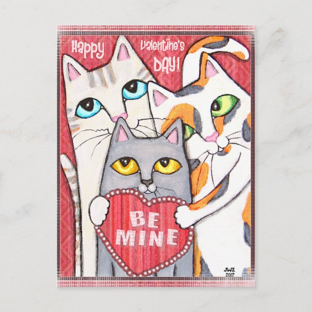 Tarjeta plana de San Valentín para gato divertida  (Anverso)