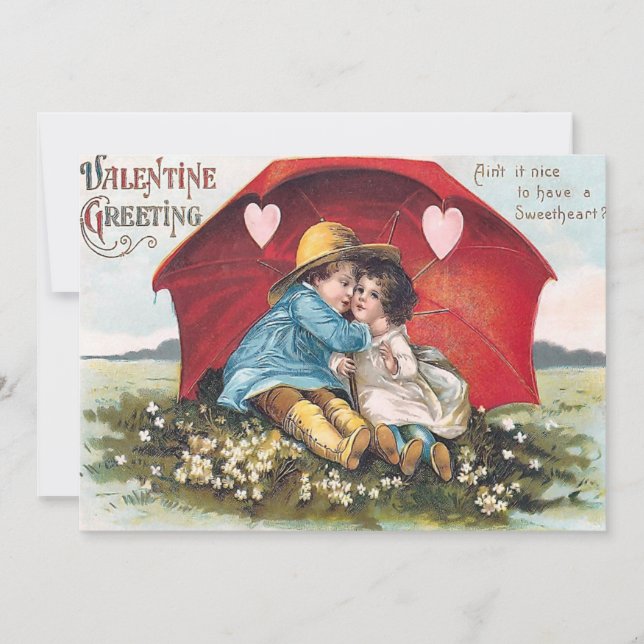 Tarjeta plana de San Valentín Vintage (Anverso)