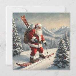 Tarjeta plana de Santa Ski