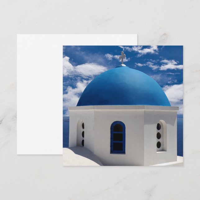 Tarjeta plana de Santorini, Grecia (Anverso / Reverso)