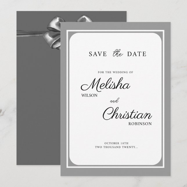 Tarjeta plana de Save The Date para una boda. (Anverso / Reverso)