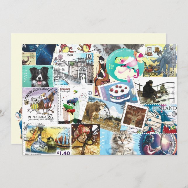 Tarjeta plana de sellos de postas misc (Anverso / Reverso)