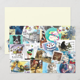 Tarjeta plana de sellos de postas misc