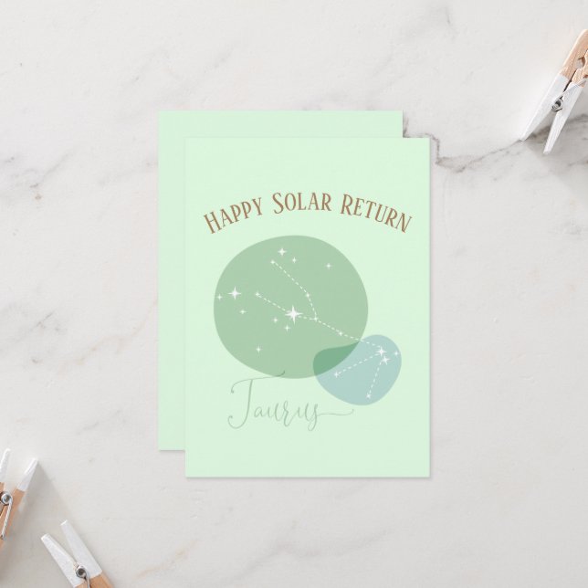 Tarjeta plana de Tauro de Cumpleaños Zodiac (Anverso/Reverso In Situ)