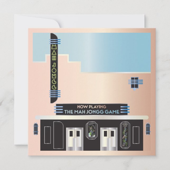 Tarjeta plana de teatro Mah Jongg Deco (Anverso)