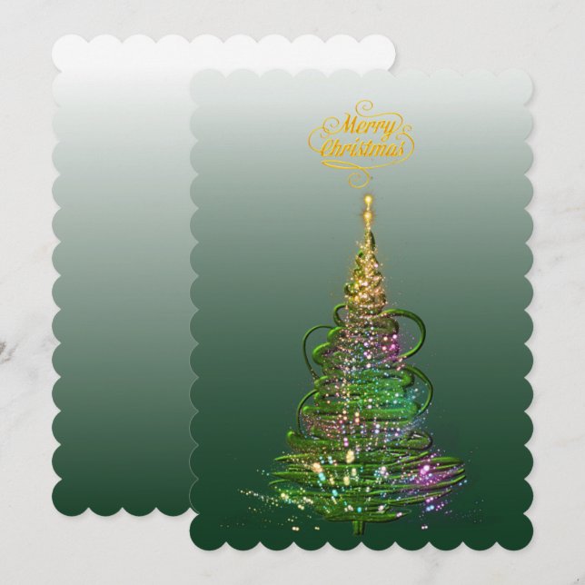 Tarjeta plana de vacaciones Árbol de Navidad Lumin (Anverso / Reverso)