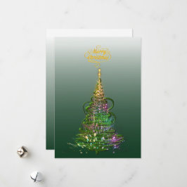 Tarjeta plana de vacaciones Árbol de Navidad Lumin