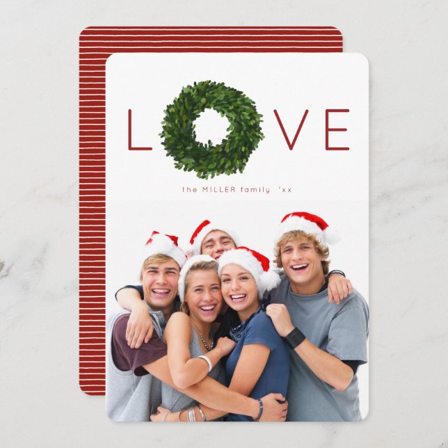 Tarjeta plana de vacaciones Boxwood Wreath Navidad (Anverso / Reverso)