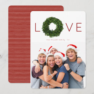Tarjeta plana de vacaciones Boxwood Wreath Navidad