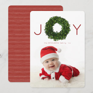 Tarjeta plana de vacaciones Boxwood Wreath Navidad