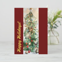 Tarjeta plana de vacaciones con árbol de Navidad