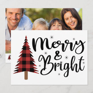 Tarjeta plana de vacaciones con foto alegre y bril