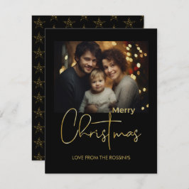 Tarjeta plana de vacaciones con foto de escritura 