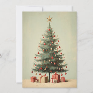 Tarjeta plana de vacaciones de árbol de Navidad vi