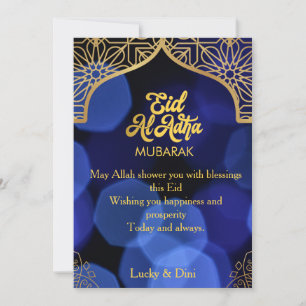 Tarjeta plana de vacaciones de Eid Al Adha Golden 