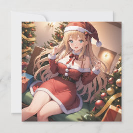 Tarjeta plana de vacaciones de Navidad de niña lin