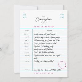 Tarjeta plana de vacaciones de revisión anual de t