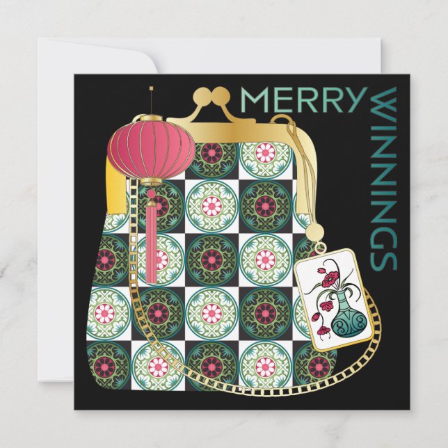 Tarjeta plana de vacaciones Mah Jongg Purse (Anverso)