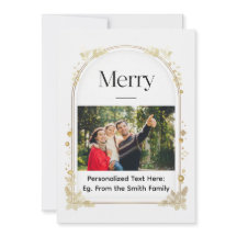 Tarjeta plana de vacaciones "Merry" de arco mínimo
