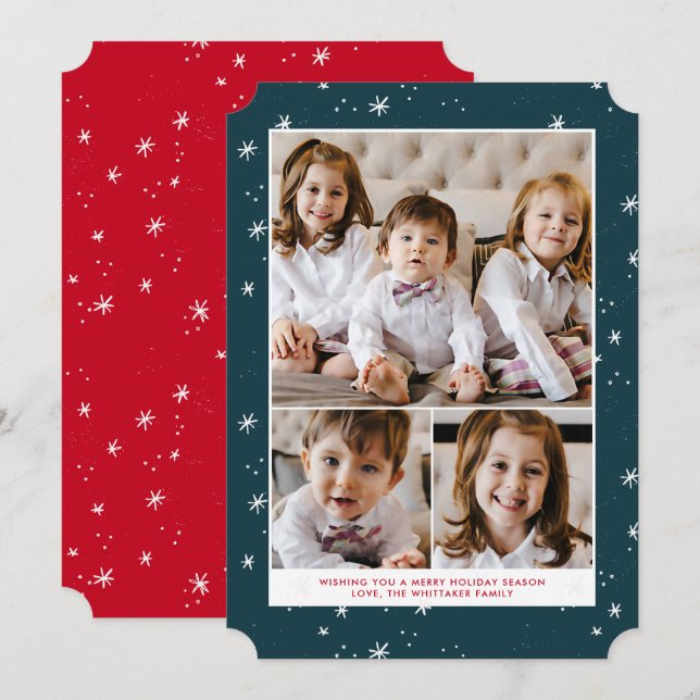 Tarjeta plana de vacaciones para Navidades con ráf (Anverso / Reverso)
