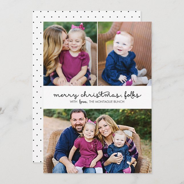 Tarjeta plana de vacaciones para Navidades fotográ (Anverso / Reverso)