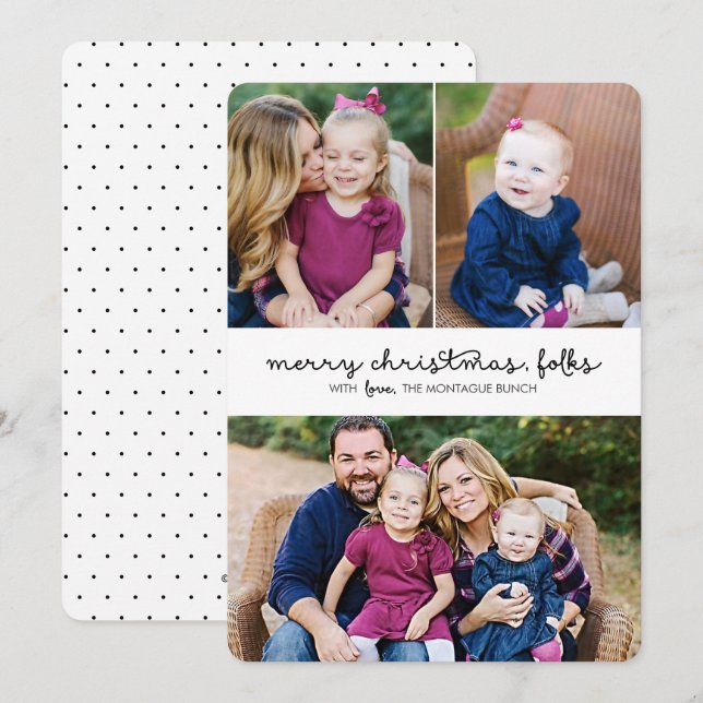 Tarjeta plana de vacaciones para Navidades fotográ (Anverso / Reverso)