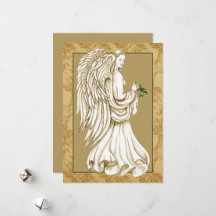 Tarjeta plana de vacaciones religiosa Angel navida