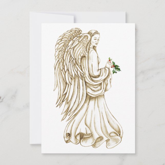 Tarjeta plana de vacaciones religiosa Angel navida (Anverso)