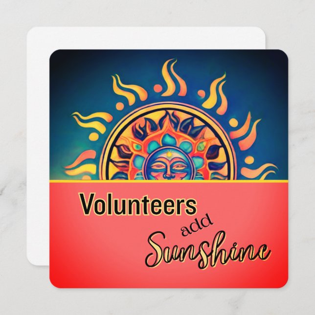 Tarjeta plana de voluntariado Sunshine (Anverso / Reverso)