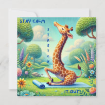 Tarjeta plana de yoga Stay Calm Giraffe
