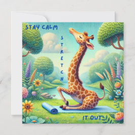 Tarjeta plana de yoga Stay Calm Giraffe