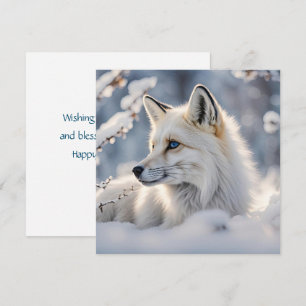 Tarjeta plana de zorro de nieve bonita del solstic