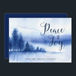 Tarjeta plana del día de fiesta del lago winter de<br><div class="desc">Una escena hermosa de la acuarela y un texto simple,  elegante adornan esta tarjeta elegante del día de fiesta.  ¡Perfeccione para el uso corporativo o personal!</div>