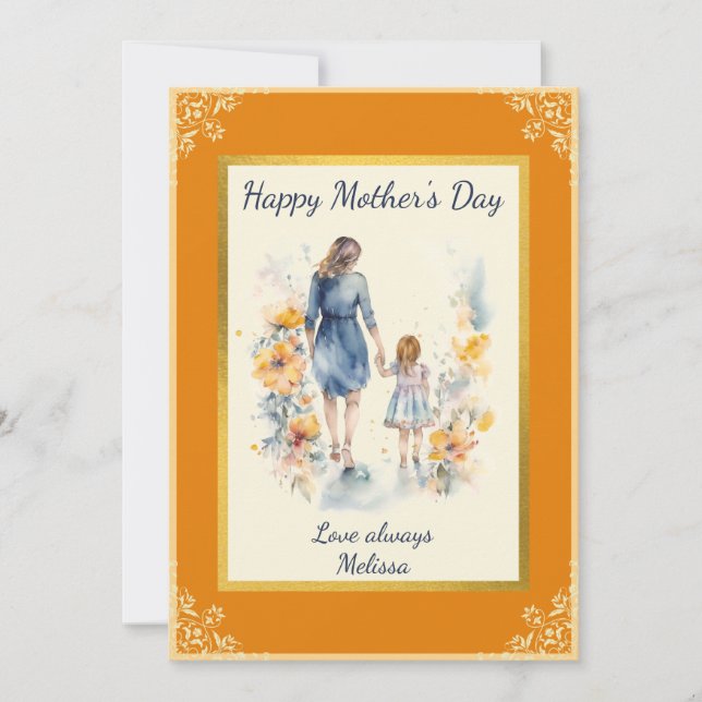 Tarjeta Plana del día de la madre y de la hija (Anverso)