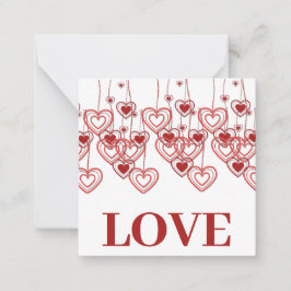 Tarjeta plana del día de San Valentín de corazones