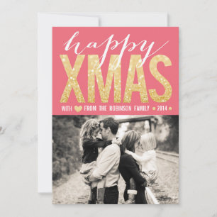 Tarjeta plana del oro del navidad de la foto
