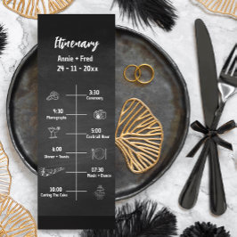 Tarjeta plana del programa de boda con guión clási