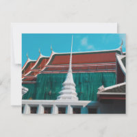 Tarjeta plana del templo budista tailandés Wat Aru