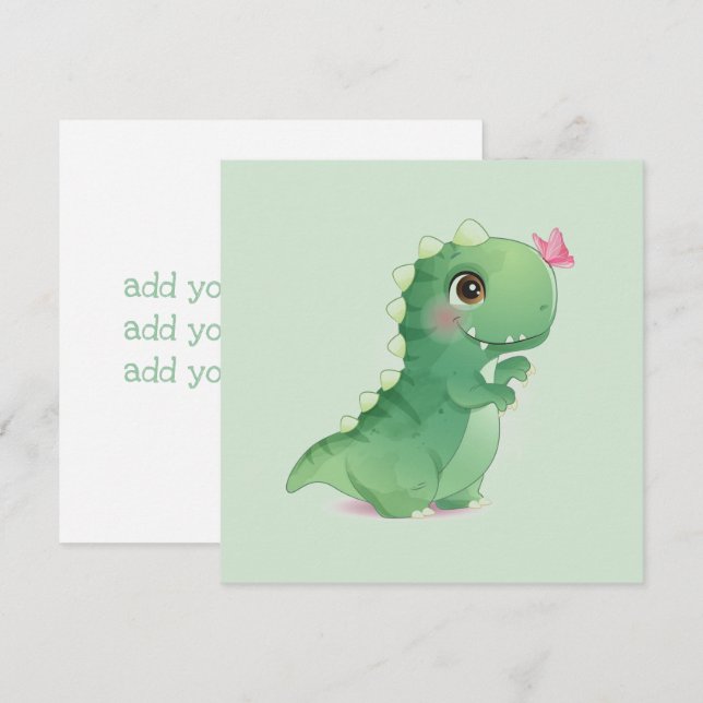 TARJETA PLANA : DINOSAURIO DE BEBÉ - CON TEXTO (Anverso / Reverso)