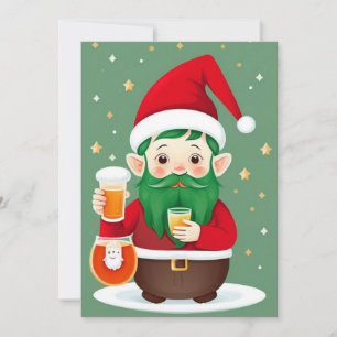 Tarjeta plana divertida de Navidad del duende fest
