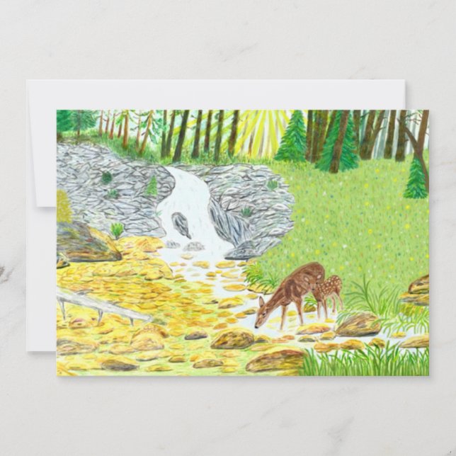 Tarjeta plana Doe and Fawn (Anverso)