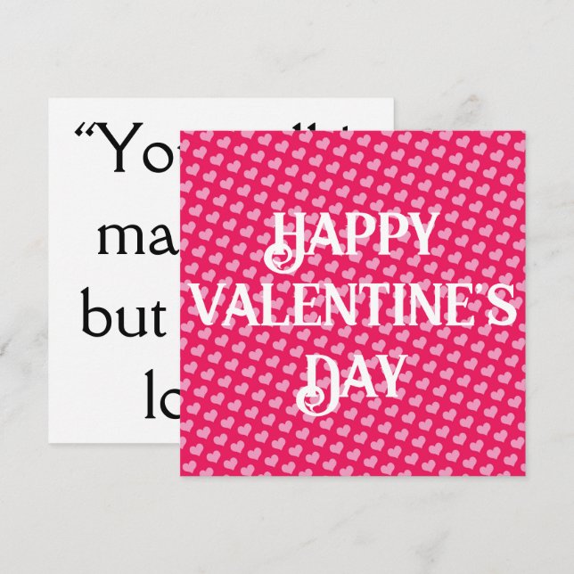 Tarjeta plana El día de San Valentín de corazones  (Anverso / Reverso)