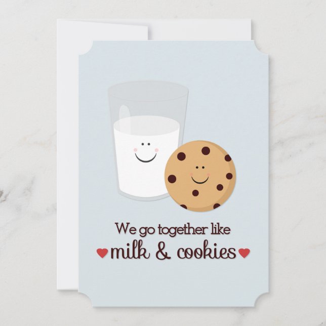 Tarjeta plana El día de San Valentín de leche y ga (Anverso)