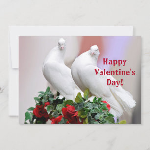 Tarjeta plana El día de San Valentín de palomas bl
