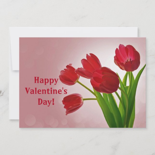 Tarjeta plana El día de San Valentín Tulips (Anverso)